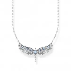 image of Sterling Silver Blue Stones Phoenix Wing Necklace KE2169-644-1-L45V