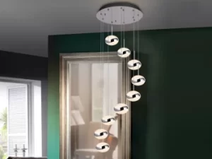 Image of Lipse Integrated LED 9 Light Spiral Cluster Drop Ceiling Pendant Chrome