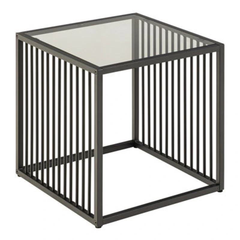 Image of Furniture To Go Strington Side Table In Black With Glass Top