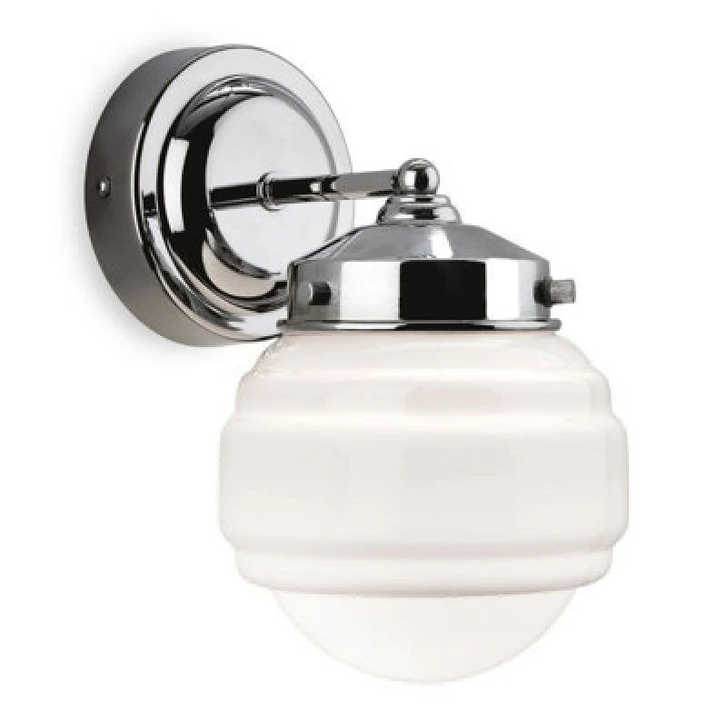 Image of Luminosa Lighting Luminosa Art 1 Light Bathroom Indoor Wall Light Chrome, Opal White Glass Ip44, E27