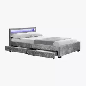 Image of Comet Velvet Silver LED Double Bed
