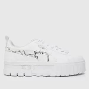 PUMA White & Grey Mayze Snake Girls Youth Trainers