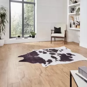 Image of Faux Cow Print Rug Black/White