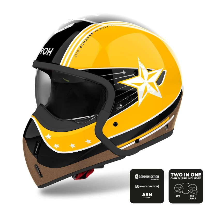 Image of Airoh J 110 Command Yellow Gloss Jet Helmet Size M
