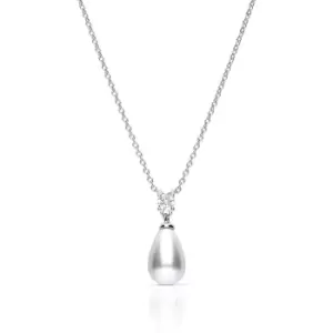 Image of Diamonfire Silver Zirconia & White Shell Pearl Oval Necklace