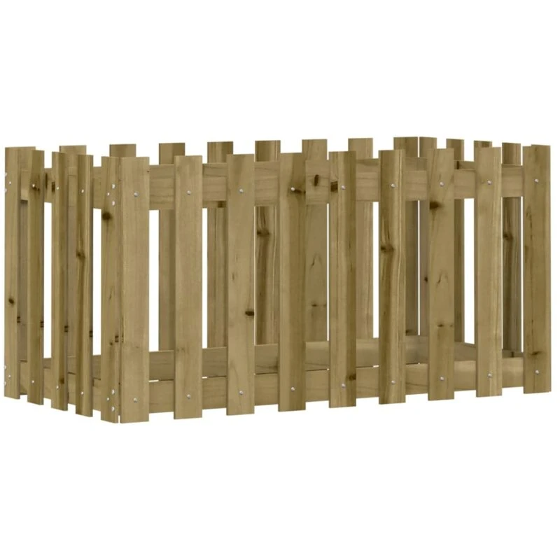 Image of vidaXL Garden Raised Bed with Fence Design 100x50x50 cm, Brown 832481