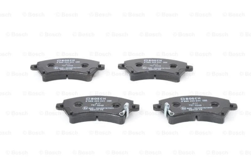 Image of Bosch 0 986 495 243 Brake pad set with acoustic wear warning, with anti-squeak plate Low-Metallic Brake Pad Set,disc brake (402)