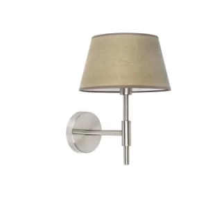 Mitic 1 Light Indoor Wall Lamp Nickel with Beige Shade, E14