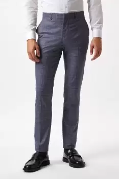 image of Mens Skinny Fit Blue Check Suit Trousers