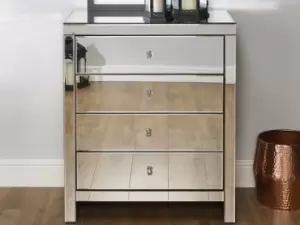 image of Birlea Seville Mirrored 4 Drawer Chest Assembled