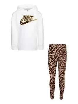 Image of Boys, Nike Fleece Pullover & Legging Set - White, Brown, Size 5-6 Years
