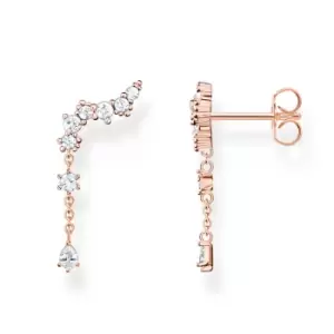 THOMAS SABO Rose Gold Plated Beaded Zirconia Drop Climber Earrings