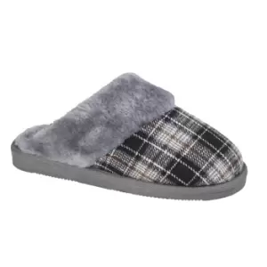 Image of Sleepers Womens/Ladies Leyla Checked Slippers (4 UK) (Black/Grey)