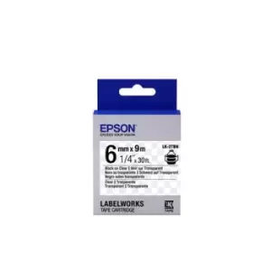 image of Epson LK-2TBN Black on Clear 6mm x 9m Labelling Tape