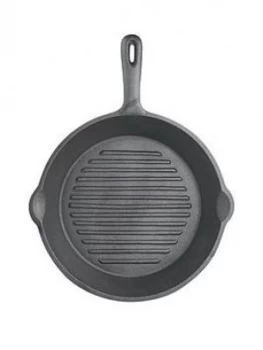 Image of Kitchencraft 24cm Deluxe Cast Iron Round Ribbed Grill Pan