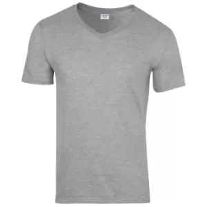 image of Gildan Mens Soft Style V-Neck Short Sleeve T-Shirt (S) (Sport Grey (RS))