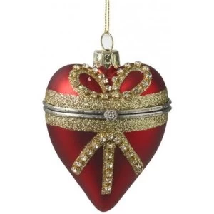 image of Hanging Gold And Red Trinket Heart 10cm