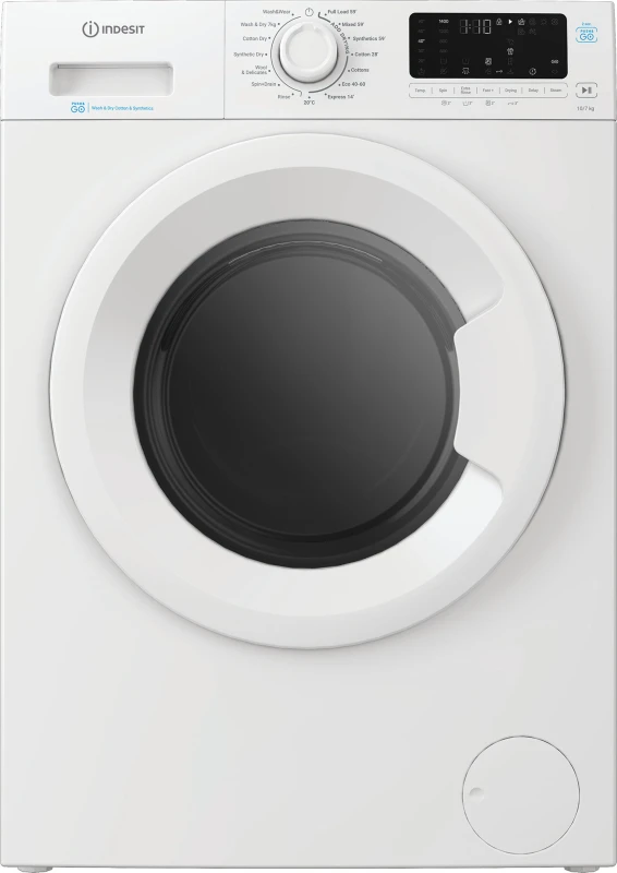 Image of Indesit Push&Go IDP 10747 PUSH&GO UK 10Kg/7Kg Washer Dryer with 1400 rpm - White - D Rated [Wash&Dry], A Rated [Wash Only], White