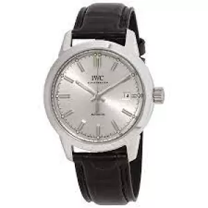 Image of IWC Ingenieur Automatic Silver Dial Black Leather Strap Mens Watch IW357001 IW357001