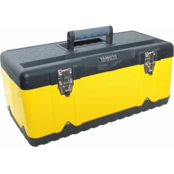 image of Yamoto - 582X298X255MM Yellow Metal Toolbox + Tote Tray