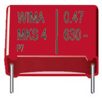Image of MKS thin film capacitor Radial lead 0.22 uF 250 Vdc 20 7.5mm L x W x H 10.3 x 5 x 10.5mm Wima MKS4F032202E00KSSD