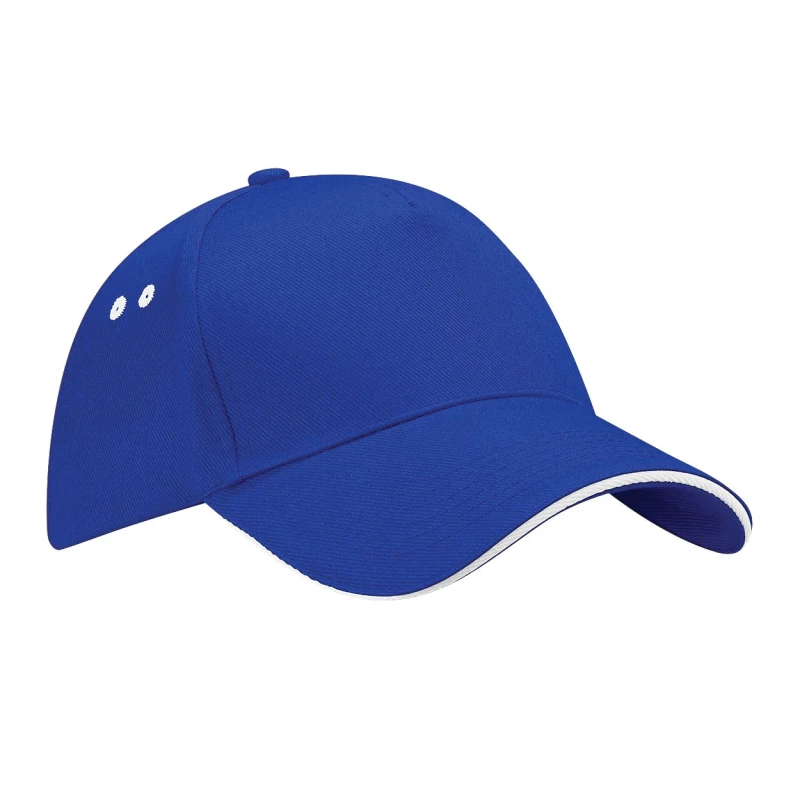 Image of Beechfield Beechfield Men Ultimate 5 Panel Contrast Baseball Cap With Sandwich Peak Headwear in Bright Blue Bright Blue One Size Male 5055747772982