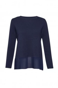 Image of Great Plains Kimara Cotton Pleat Trim Jumper Blue