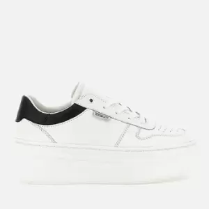 Image of Guess Womens Lifet Leather Flatform Trainers - White/Black - UK 8