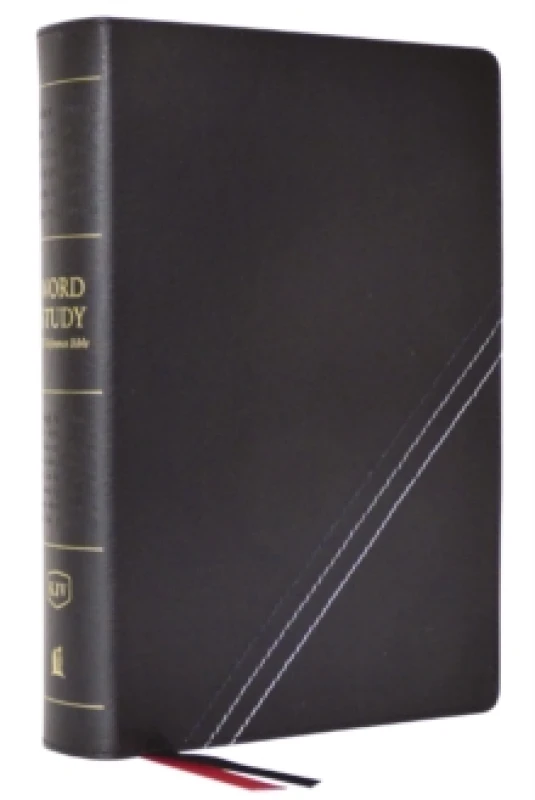 Image of KJV, Word Study Reference Bible, Bonded Leather, Black, Red Letter, Thumb Indexed, Comfort Print. Leather / fine binding. By Thomas Nelson Books