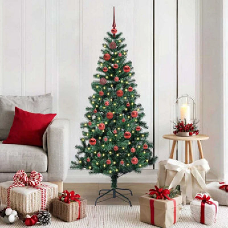 Image of Vidaxl Artificial Pre-Lit Christmas Tree Green 150 Cm Pvc And Metal