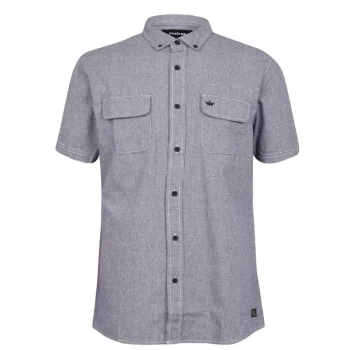 Image of Firetrap Dogtooth Shirt Mens - Navy/White