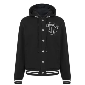 Image of True Religion Hooded Varsity Jacket - Black