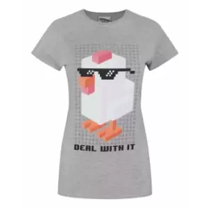 Image of Crossy Road Womens/Ladies Official Deal With It T-Shirt (XL) (Light Grey)