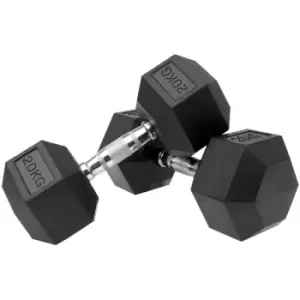 image of Neo Direct - Neo 1x Cast Iron Rubber Hexagonal Dumbbell 20kg