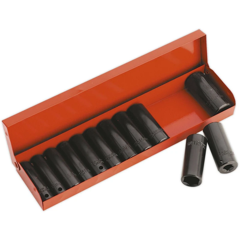 Image of Loops 12 Piece PREMIUM Impact Socket Set - 3/8" Sq Drive - Deep Sockets - High Torque Multi