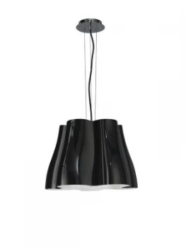 image of Dome Ceiling Pendant 3 Light E27, Gloss Black, Polished Chrome