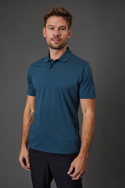 Image of Burton Burton Men Dark Blue Jersey Polo Shirt Size: large Dark Blue L Male 5045773267668