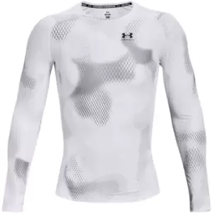 Image of Under Armour IsoChill Printed Long Sleeve Base Layer Top Mens - White