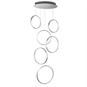 image of Rings Integrated LED Ceiling Pendant Light Chrome