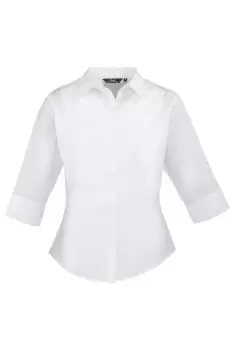 image of 3 4 Sleeve Poplin Blouse Plain Work Shirt