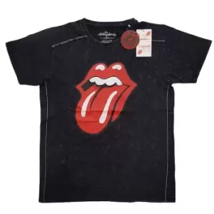 Image of The Rolling Stones - Classic Tongue Unisex XX-Large Snow Wash T-Shirt - Black