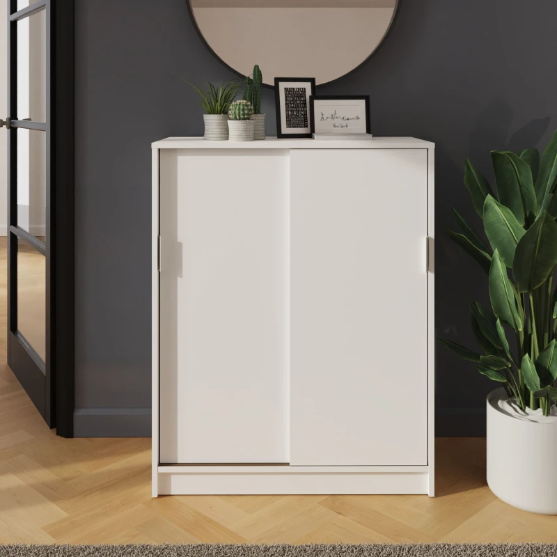 Image of GFW Leighton White Sliding Door Shoe Cabinet