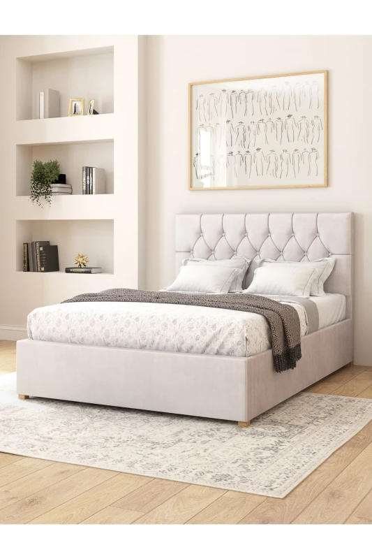 Image of Aspire Aspire Olivier Electric Adjustable Bed Upholstered in Plush Velvet Fabric with Pocket Sprung Mattress UK Made in Light Grey Size: Single Ligh