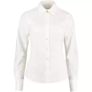 Image of Kustom Kit Ladies Workwear Oxford Long Sleeve Shirt (24) (White)
