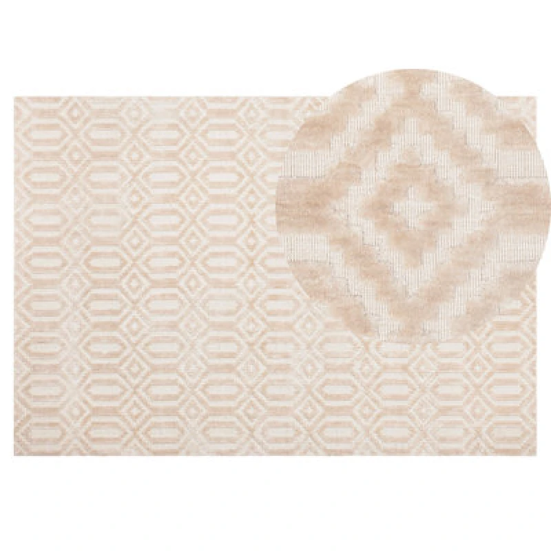 Image of Beliani Rug Adatepe Beige 140 X 200 Cm Viscose