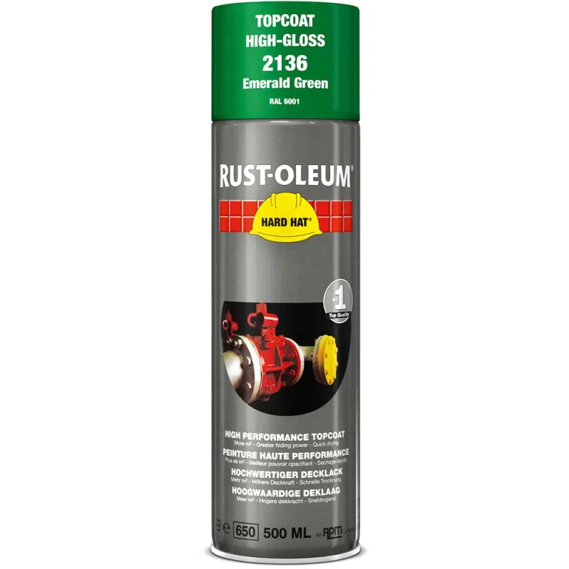 Image of Rust Oleum Hard Hat Metal Spray Paint 2136 Colour: Emerald Green