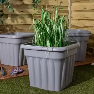 image of Wham Vista Upcycle Grey Recycled Plastic Square Planter 49cm 4 Pack - Garden & Outdoor