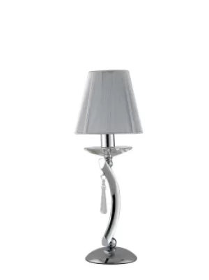 Image of ORCHESTRA Table Lamp with Round Tapered Shade Chrome, K9 Crystals With Fabric 15x45cm