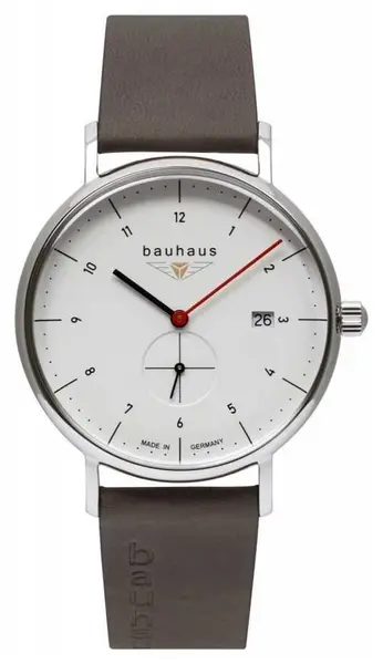 image of Bauhaus 2130-1 Mens Brown Leather Italian Strap White Watch