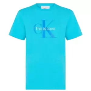 Image of CALVIN KLEIN JEANS Unisex Juniors Pride Monogram T-Shirt - Blue